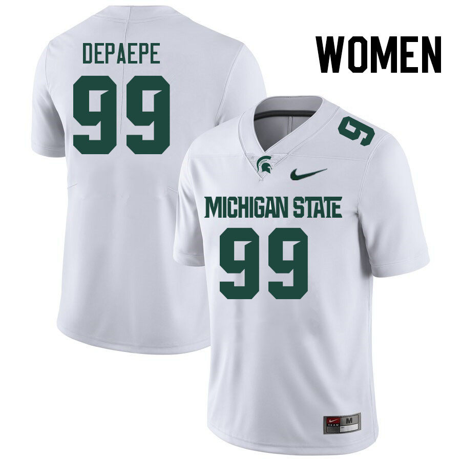 Women #99 Andrew Depaepe Michigan State Spartans College Football Jerseys Stitched-White